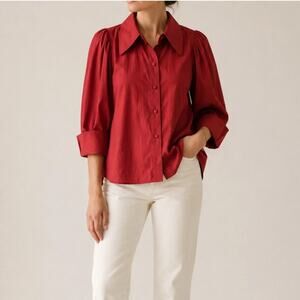 LaRoque Reba Top Scarlett Red Blouse Classic 100% Cotton Career Office Date-M